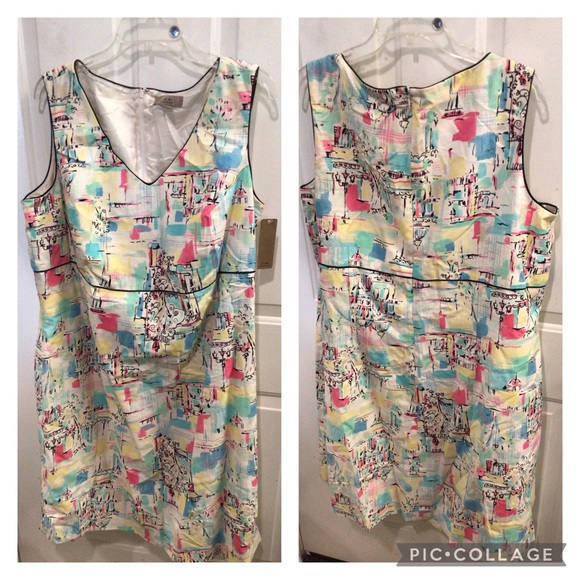 i.e. Woman Dresses New Ie Woman Vintage Postcard Print Dress 24w